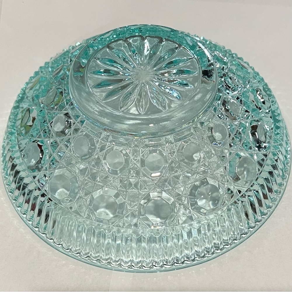 Indiana Glass Windsor Teal “Button and Cane” Covered Candy Dish - Picture 3 of 4